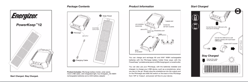 Page 1 de la notice Manuel utilisateur Energizer PowerKeep 12