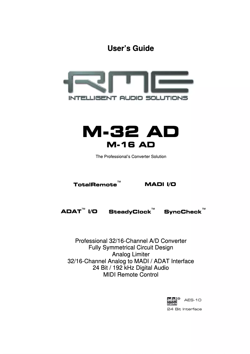Page n°1 - Manuel utilisateur RME M-16 AD