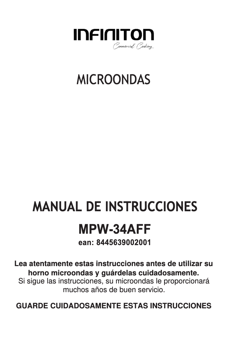 Page n°1 - Manuel utilisateur Infiniton MPW-34AFF