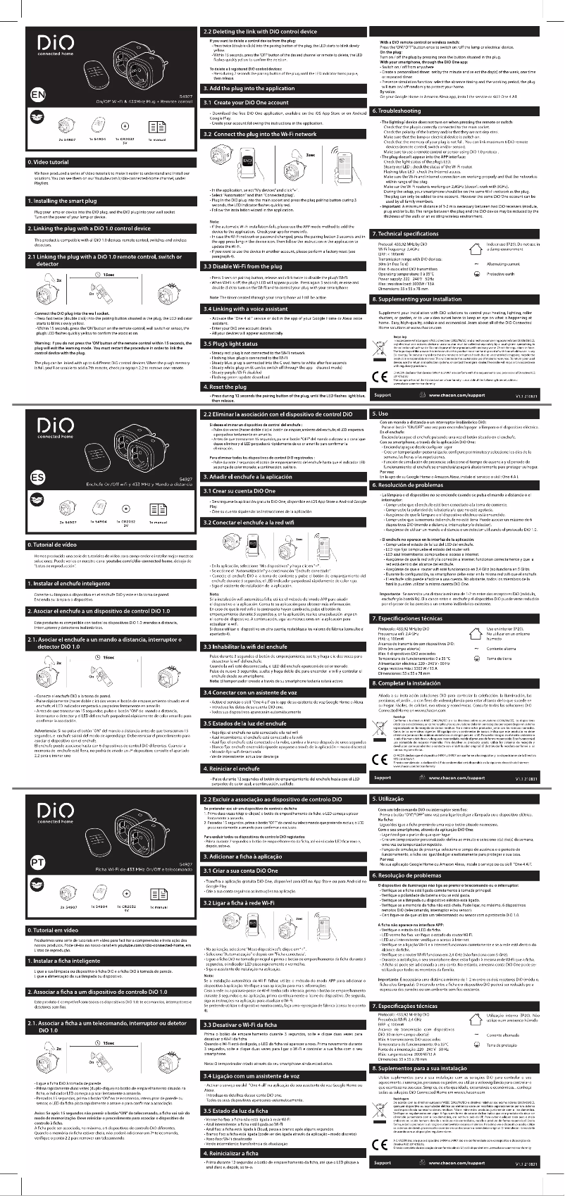 Page 1 de la notice Manuel utilisateur DiO 54927
