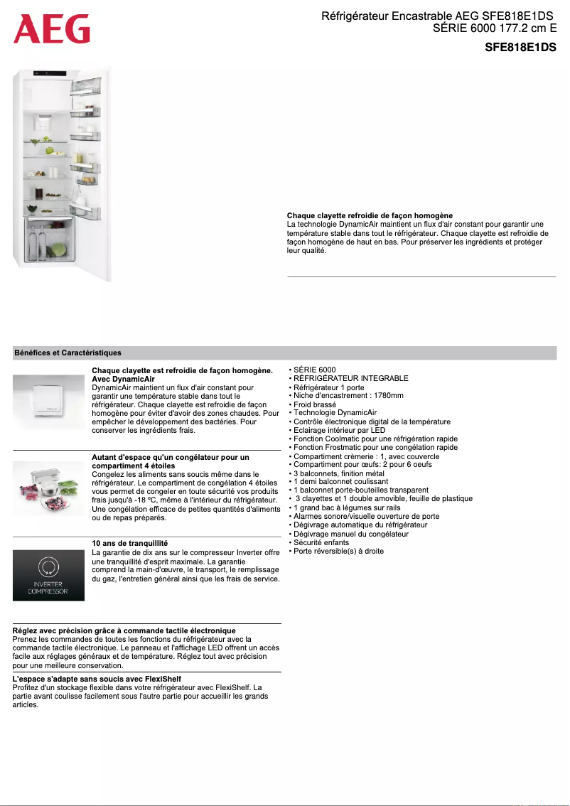 Image de la première page du manuel de l'appareil SFE818E1DS