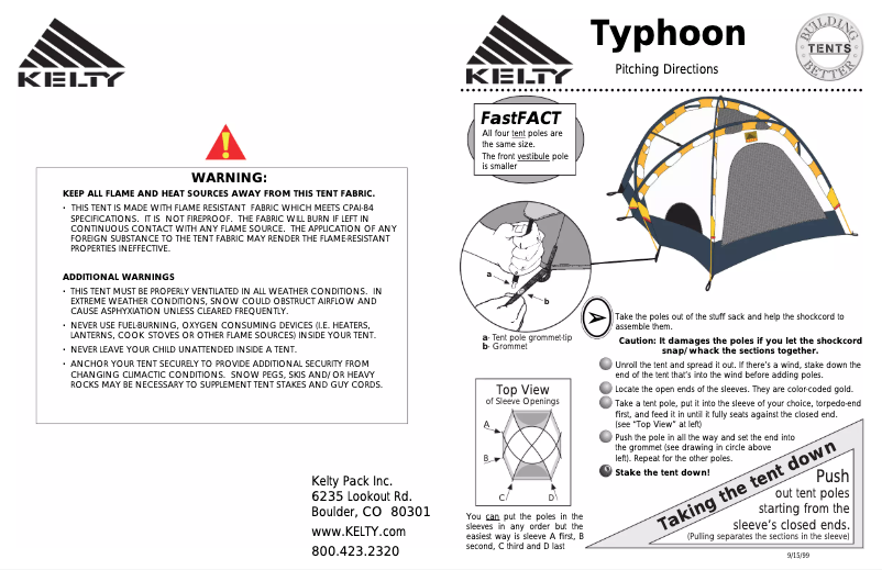 Page n°1 - Manuel utilisateur Kelty Typhoon 3