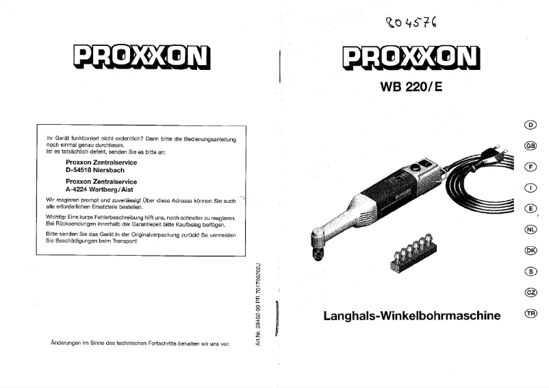 Image de la première page du manuel de l'appareil WB 220/E