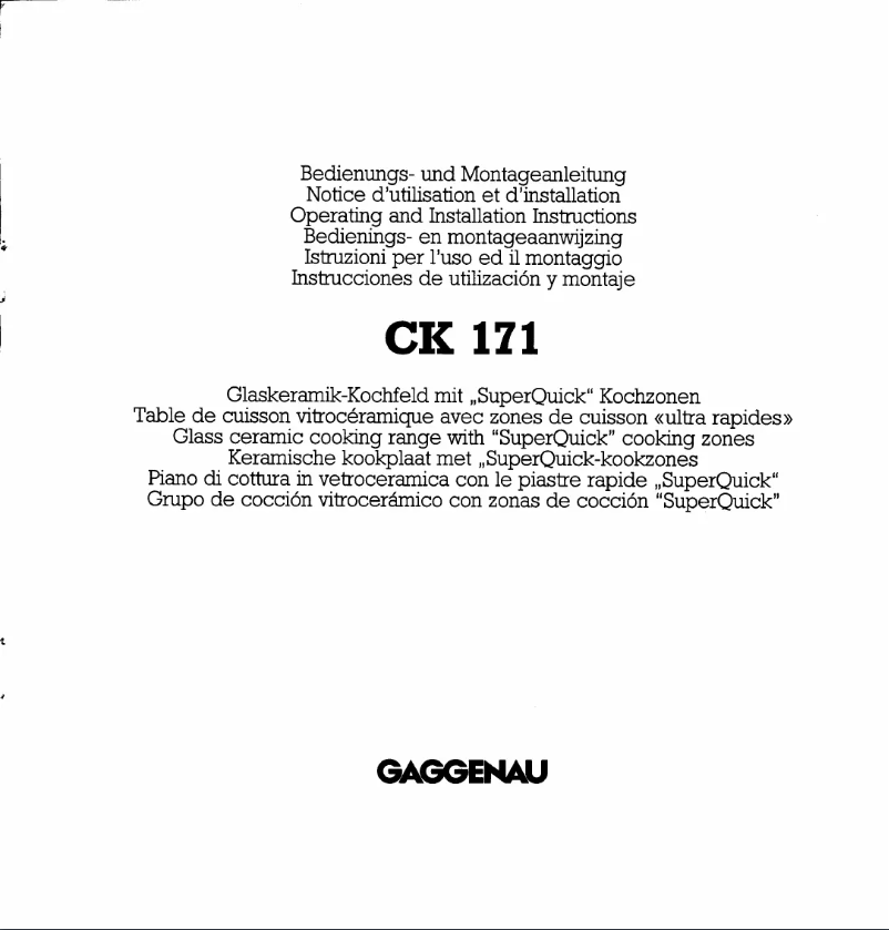 Page 1 of the manual User Manual Gaggenau CK 171-115