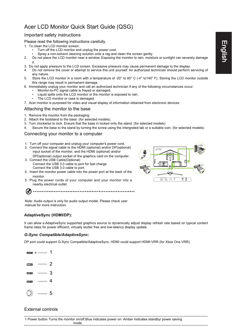 Page n°1 - Manuel utilisateur Acer XV273X