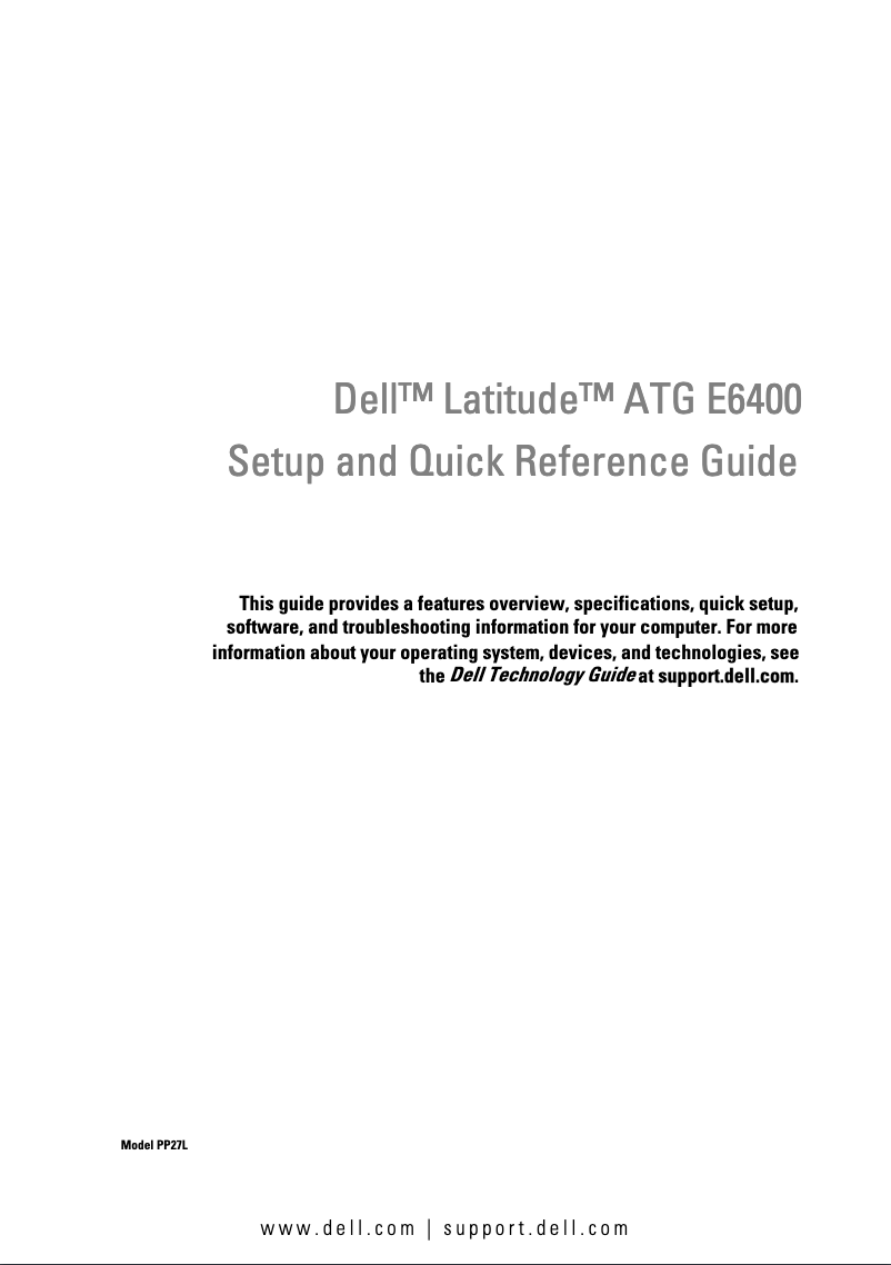 Page 1 de la notice Guide d'installation Dell Latitude E6400 ATG