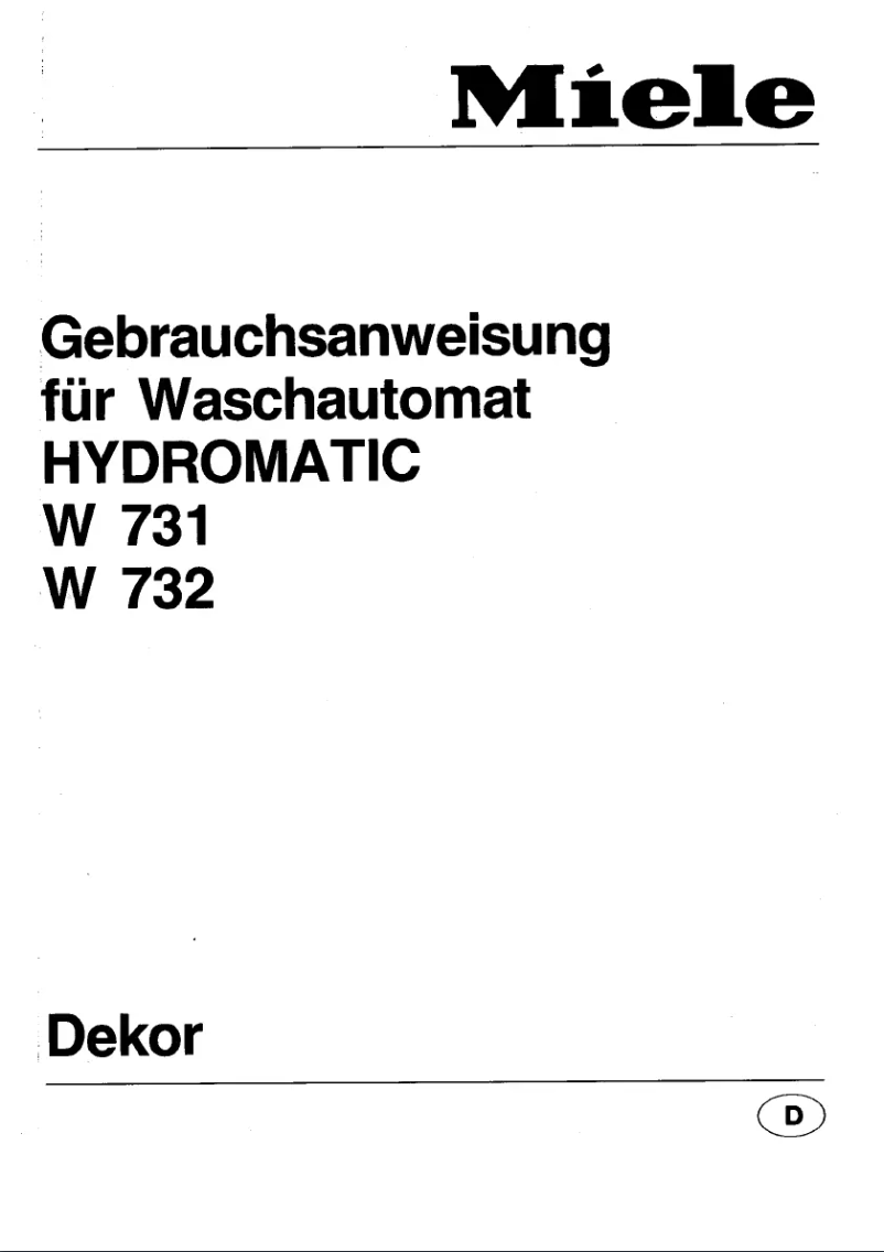 Image de la première page du manuel de l'appareil Hydromatic W 732