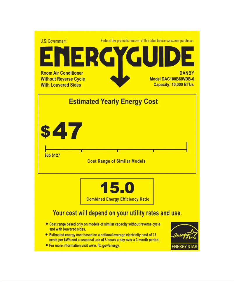 Página 1 del manual Etiqueta energética Danby DAC100B6IWDB-6