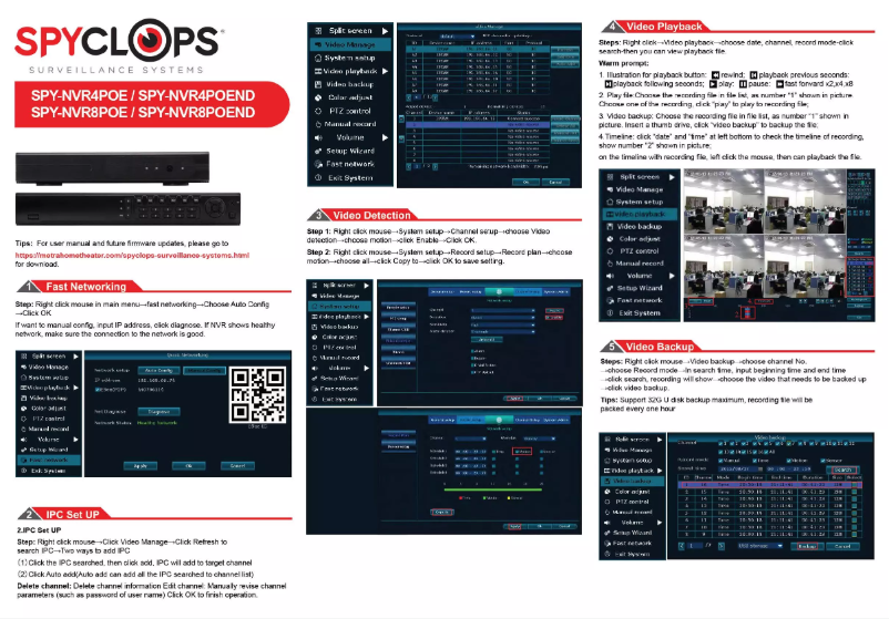 Image de la première page du manuel de l'appareil SPY-NVR8POE