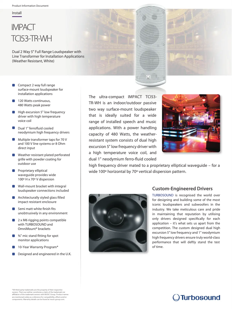 Page n°1 - Fiche technique Turbosound TCI53-TR