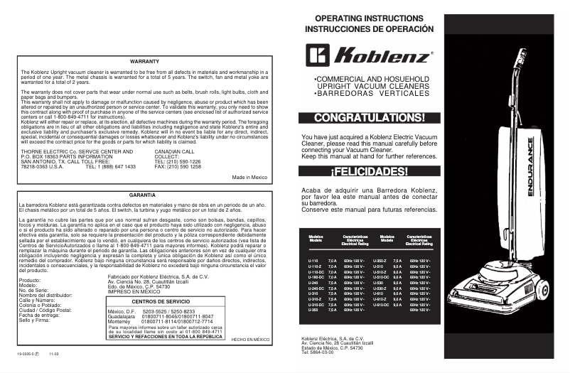 Page 1 de la notice Manuel utilisateur Koblenz Endurance U-310