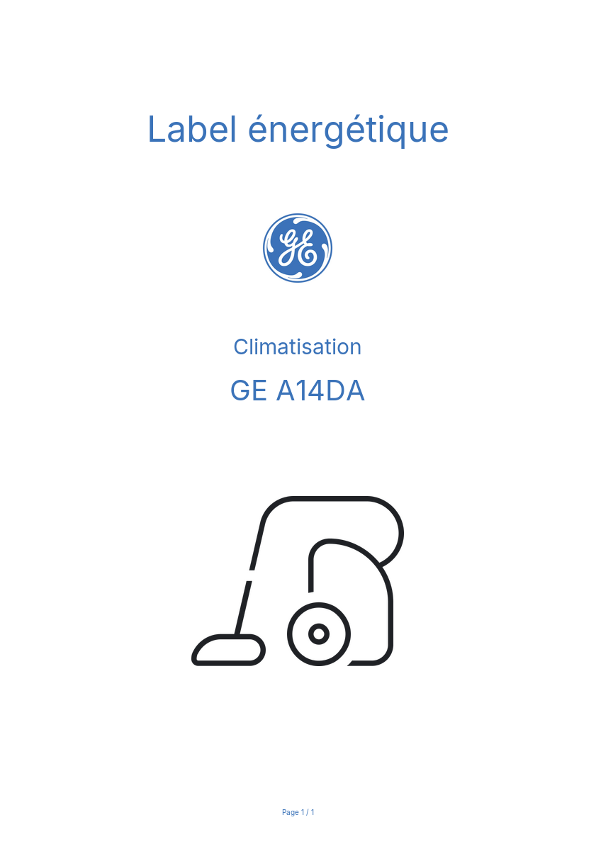 Page n°1 - Label énergétique GE A14DA