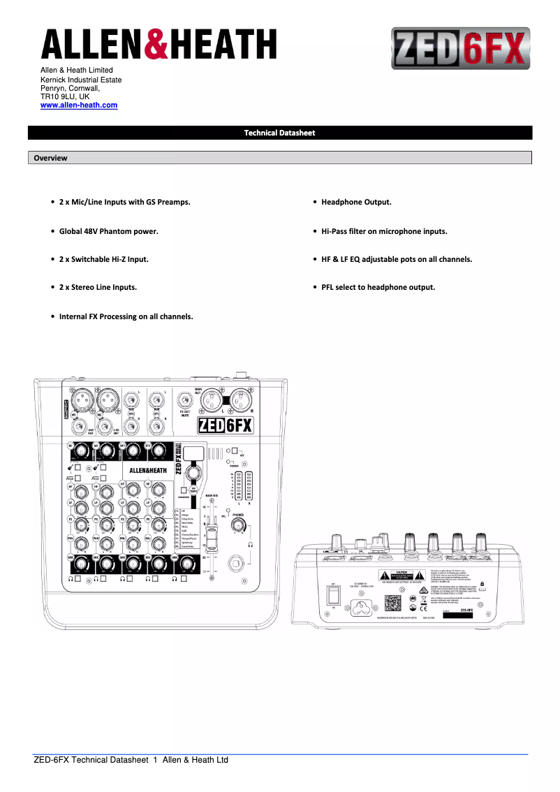 Image de la première page du manuel de l'appareil ZED-6FX
