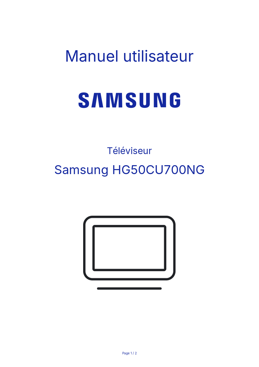 Page n°1 - Manuel utilisateur Samsung HG50CU700NG