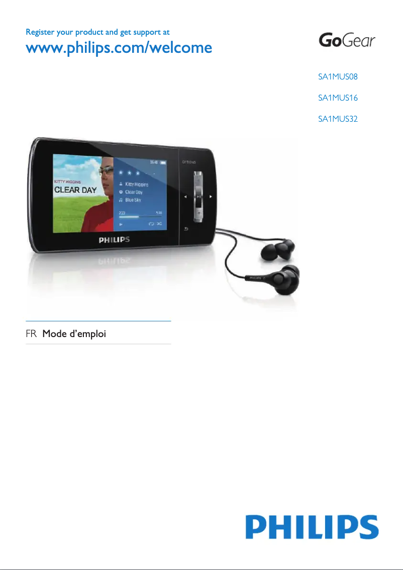 Image de la première page du manuel de l'appareil GoGear SA1MUS08K