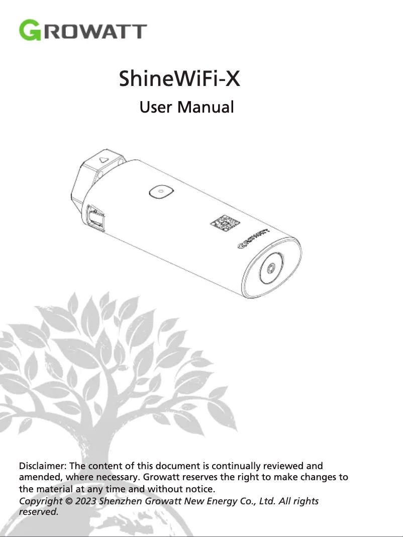 Image de la première page du manuel de l'appareil Shine WiFi