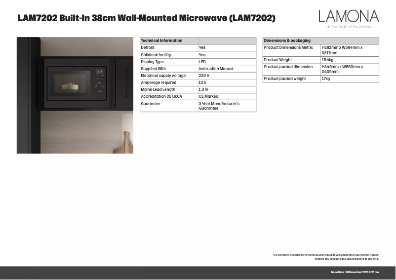 Page n°1 - Fiche technique Lamona LAM7202