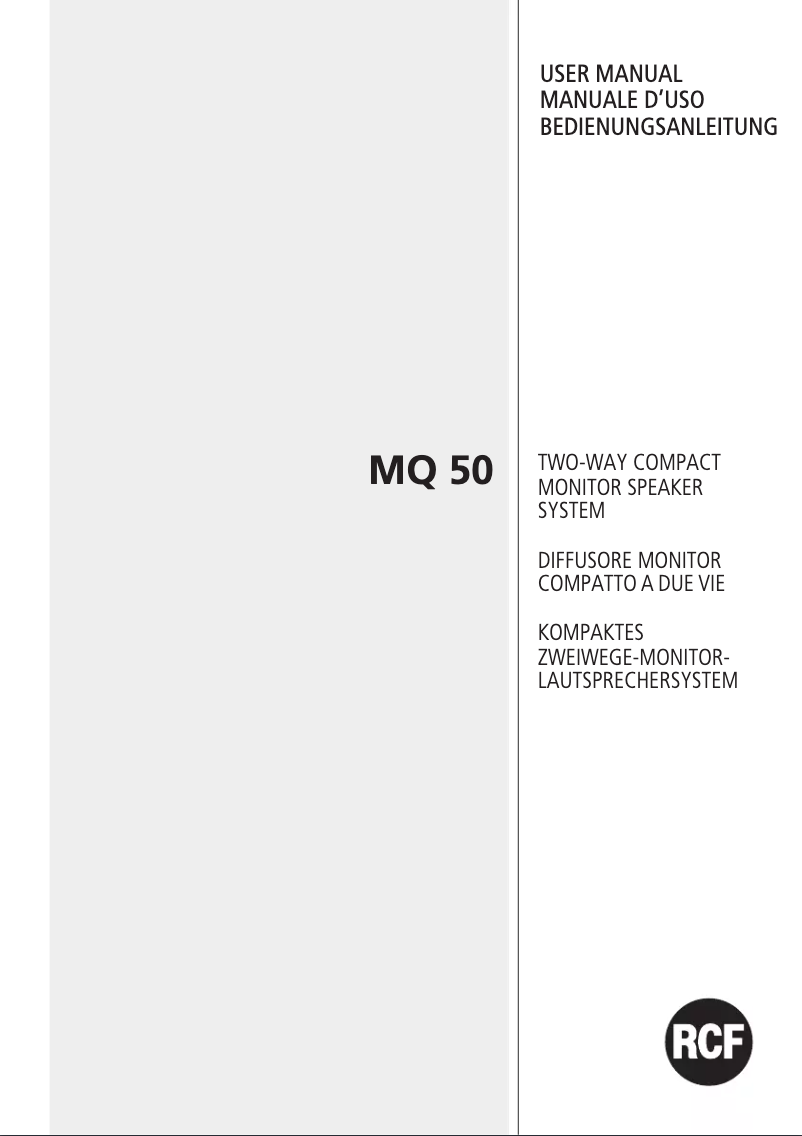 Page 1 de la notice Manuel utilisateur RCF MQ 50