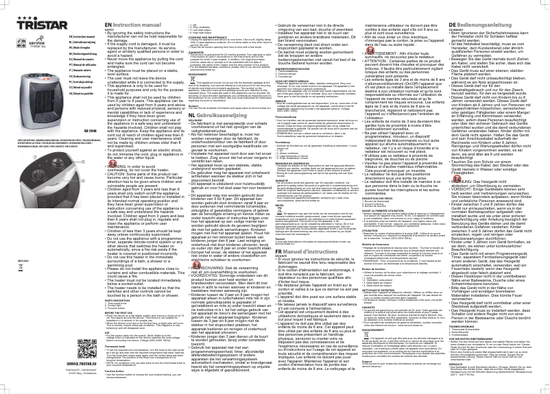 Page n°1 - Manuel utilisateur TriStar KA-5048