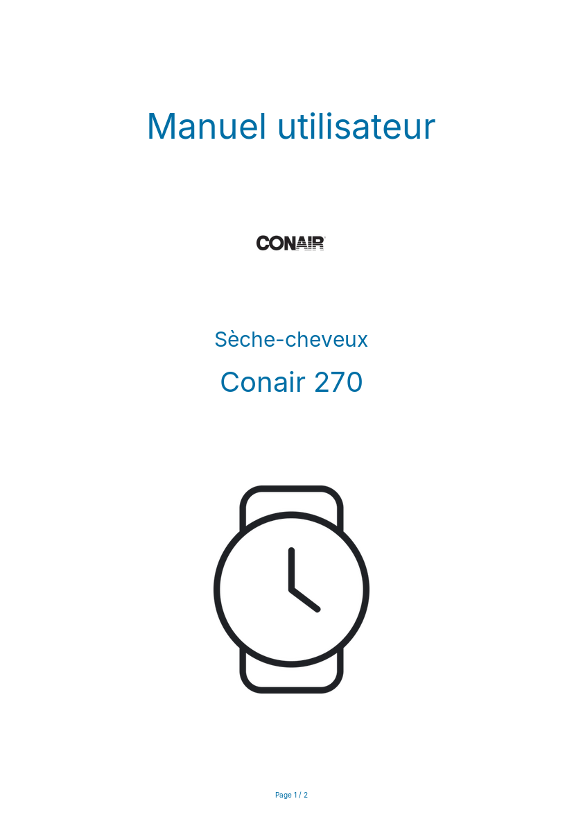 Page n°1 - Manuel utilisateur Conair 270
