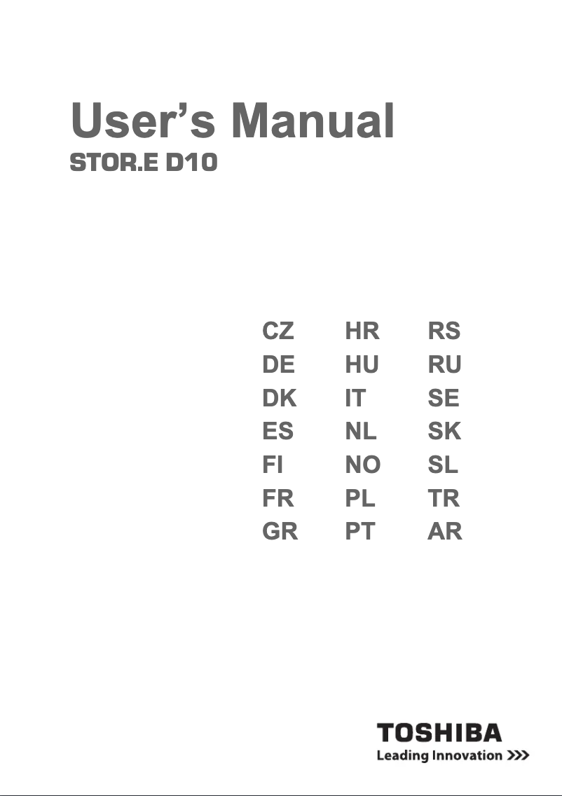 Page 1 de la notice Manuel utilisateur Toshiba StorE D10