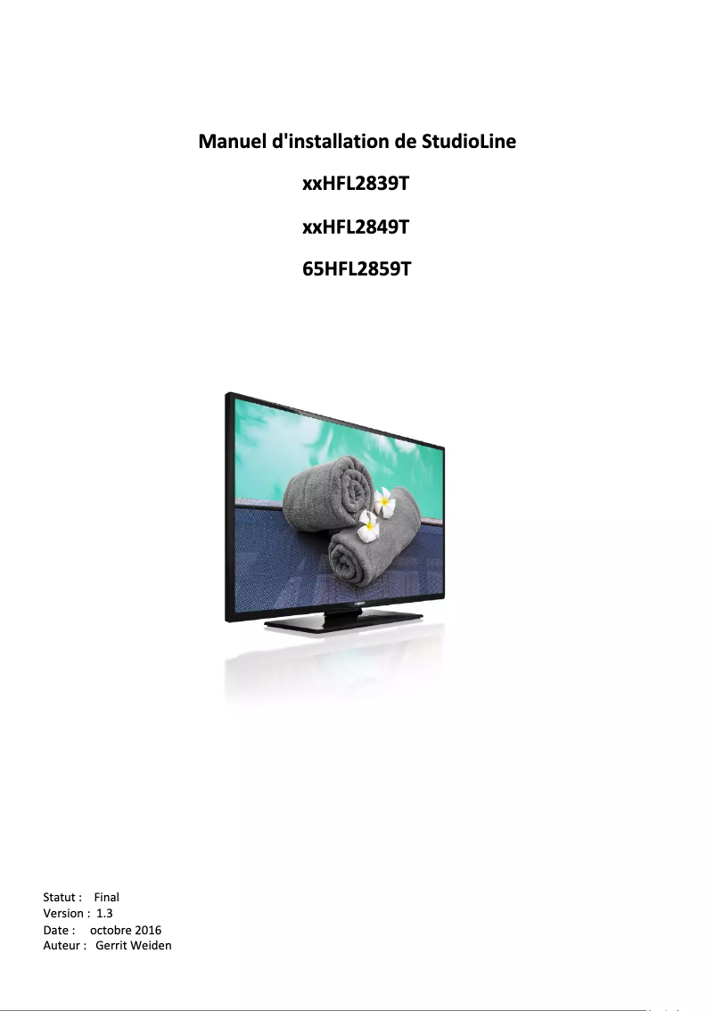 Page 1 de la notice Guide d'installation Philips 24HFL2839T