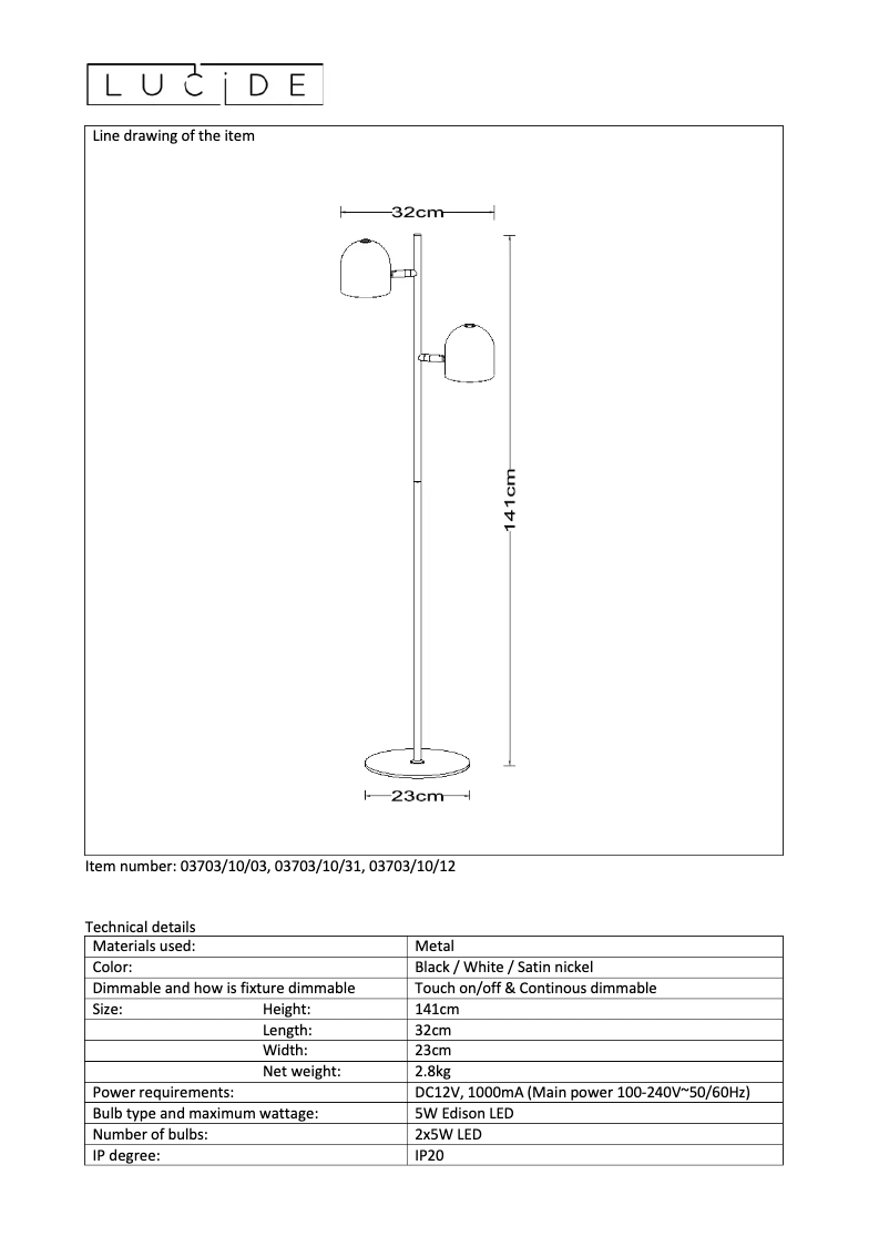 Page n°1 - Manuel utilisateur Lucide Skanska 03703/10/12
