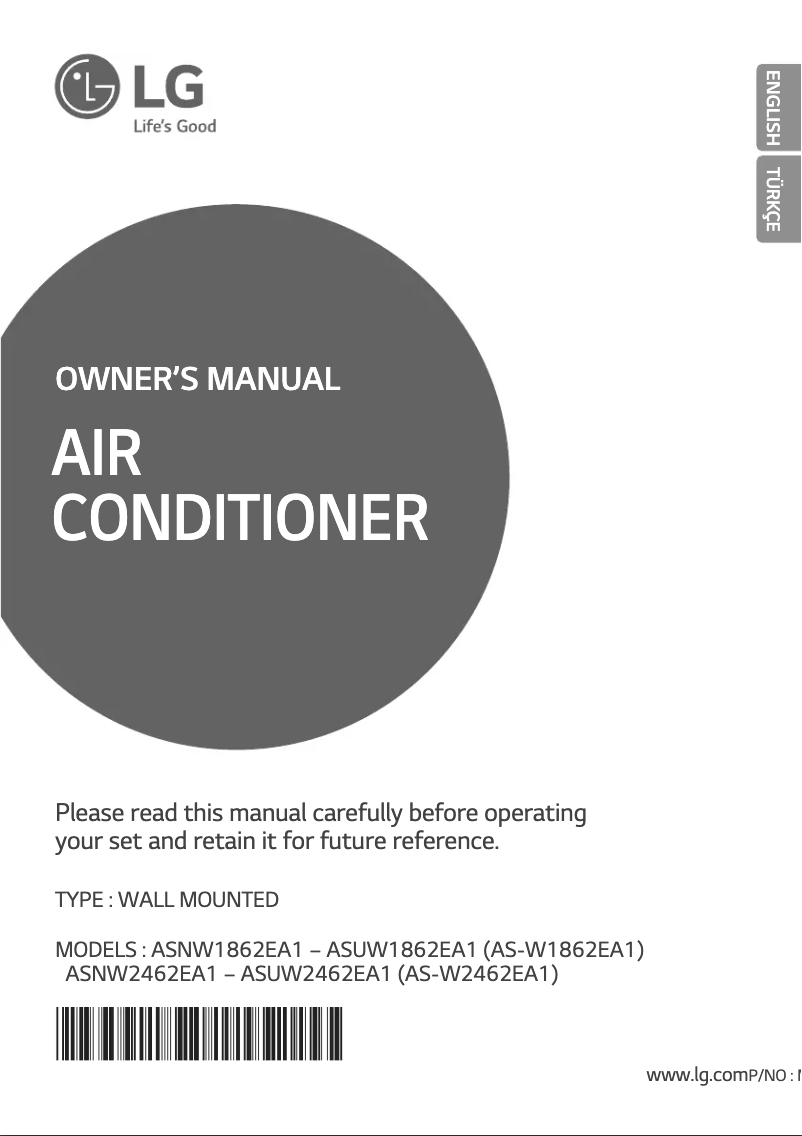Page n°1 - Manuel utilisateur LG ASNW2462EA1