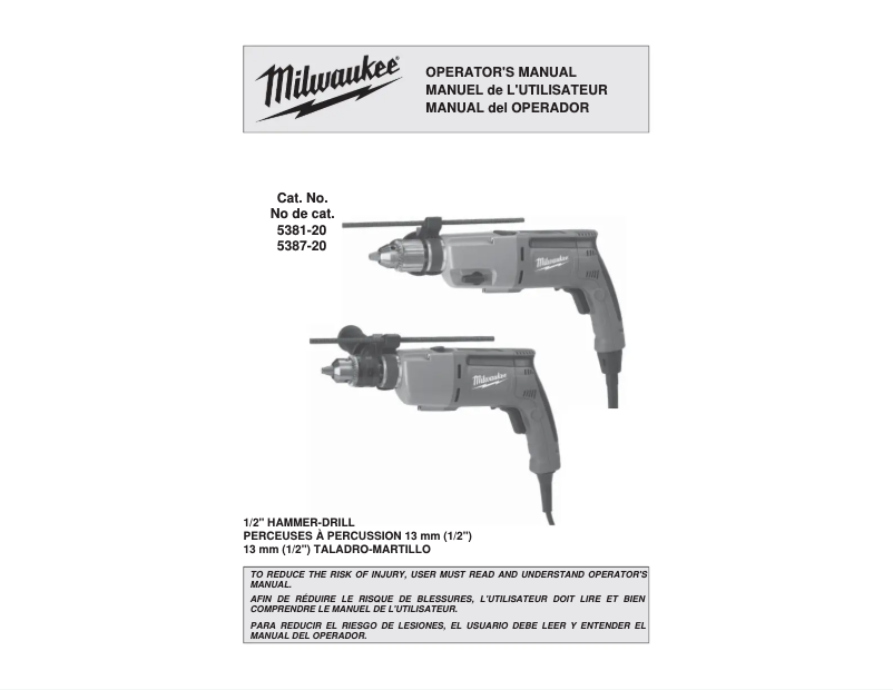 Page n°1 - Manuel utilisateur Milwaukee 5387-22