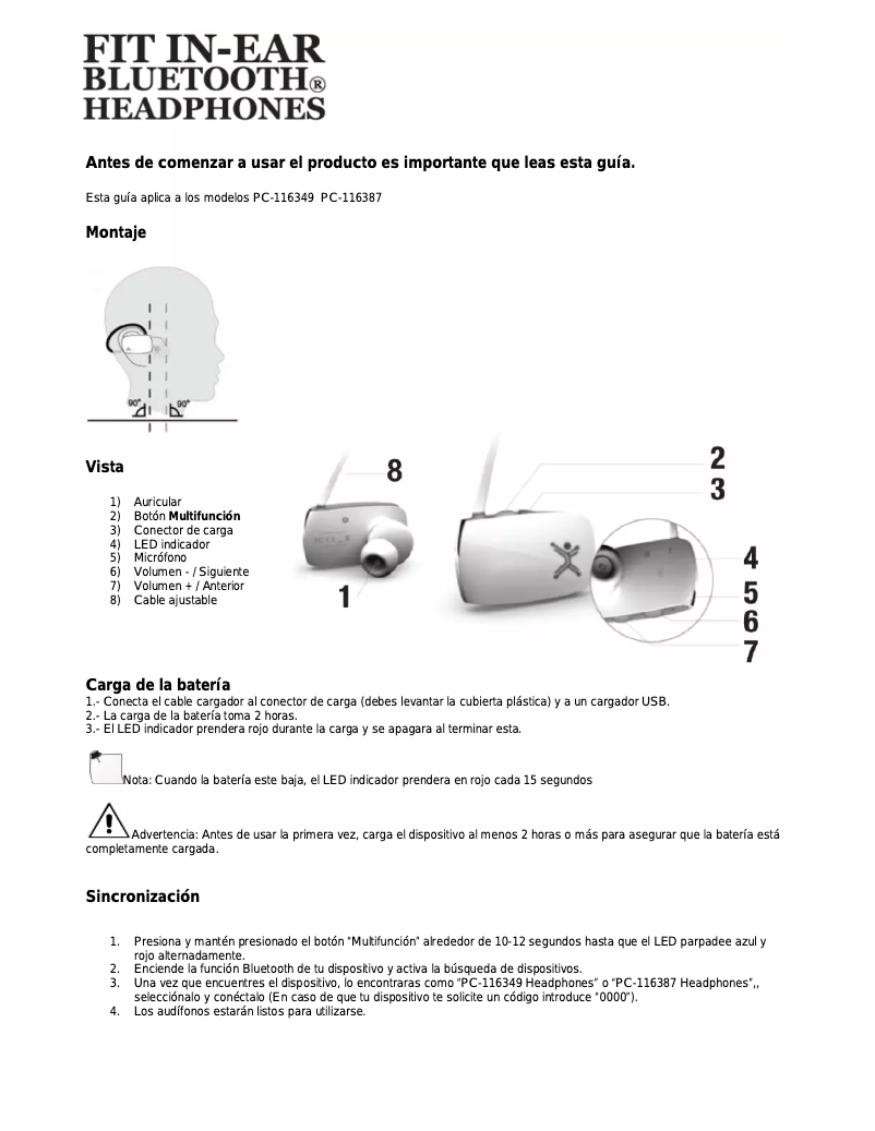 Image de la première page du manuel de l'appareil PC-116387