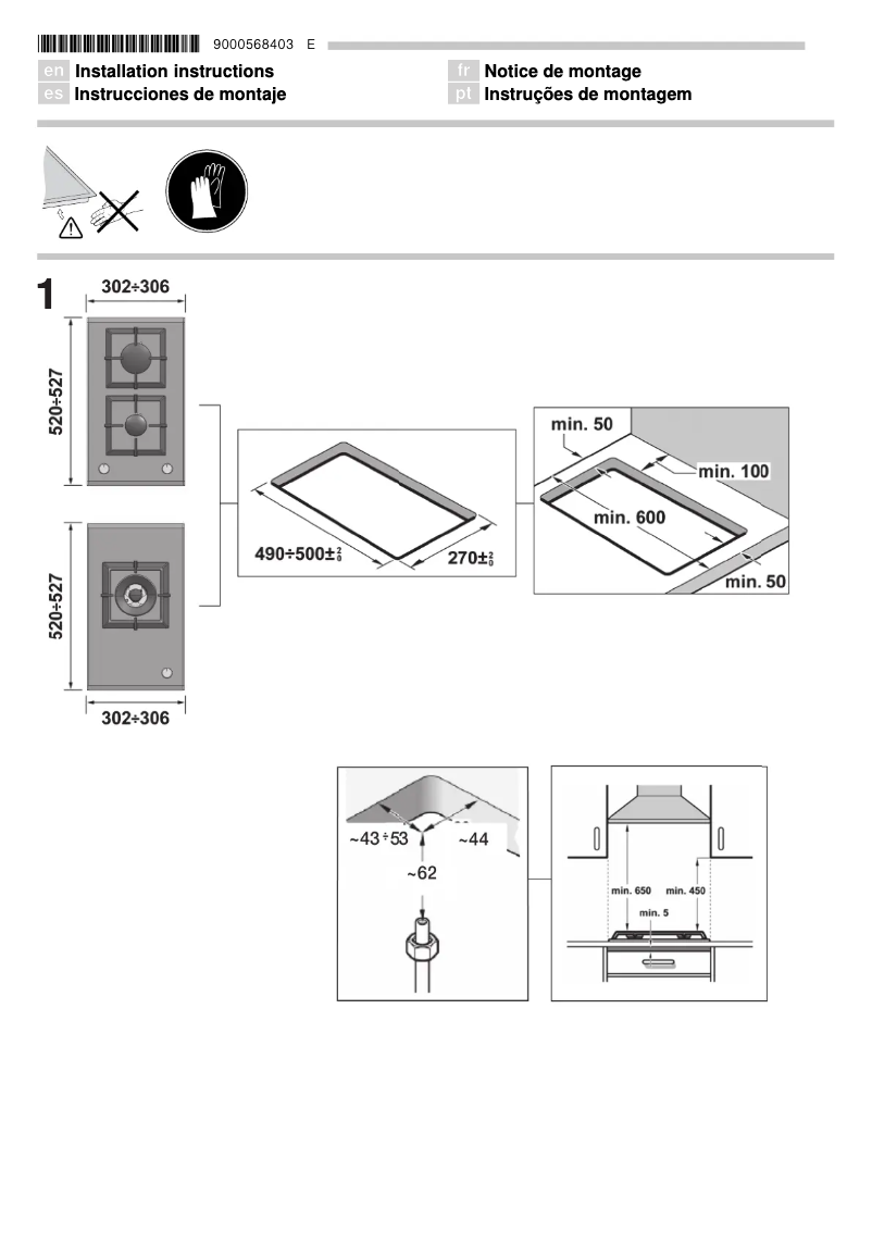 Page 1 de la notice Guide d'installation Bosch PSB326B21E