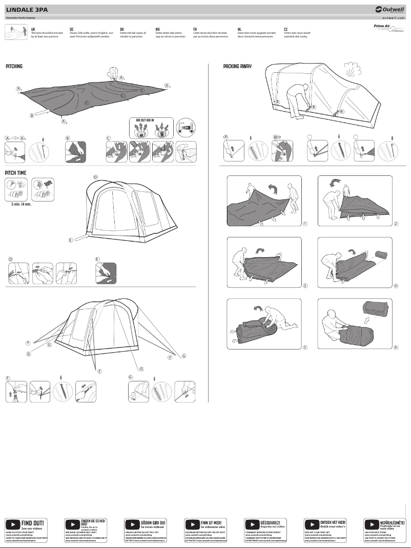 Page 1 de la notice Guide d'installation Outwell Lindale 3PA