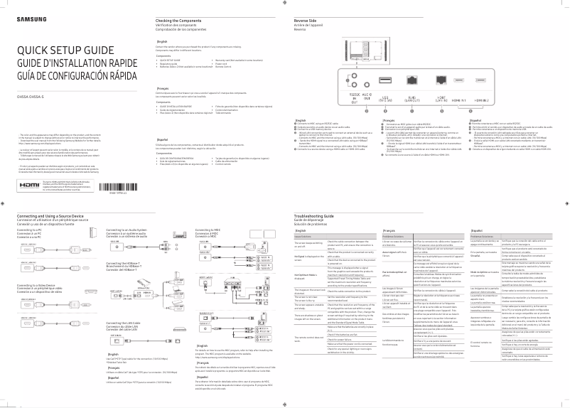 Page n°1 - Guide de démarrage rapide Samsung OH55A-S