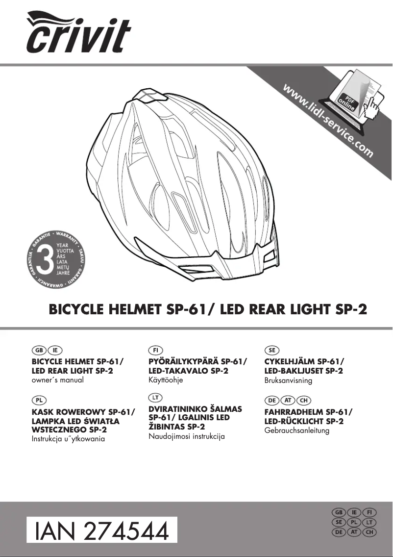 Page 1 de la notice Manuel utilisateur Crivit IAN 278484