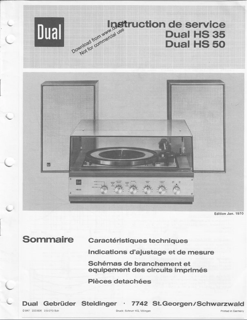 Page n°1 - Manuel utilisateur Dual HS 50