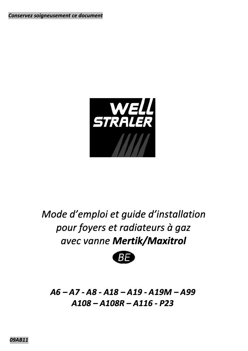 Page n°1 - Manuel utilisateur Well Straler A99E