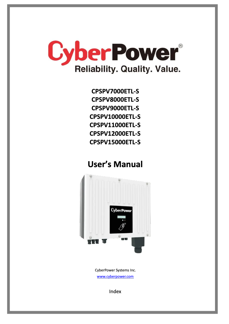 Página 1 del manual Manual de usuario CyberPower CPSPV10000ETL-S
