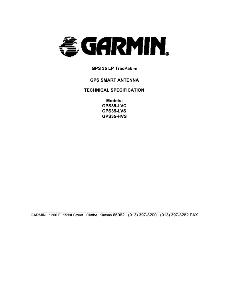 Page n°1 - Manuel utilisateur Garmin GPS35-HVS