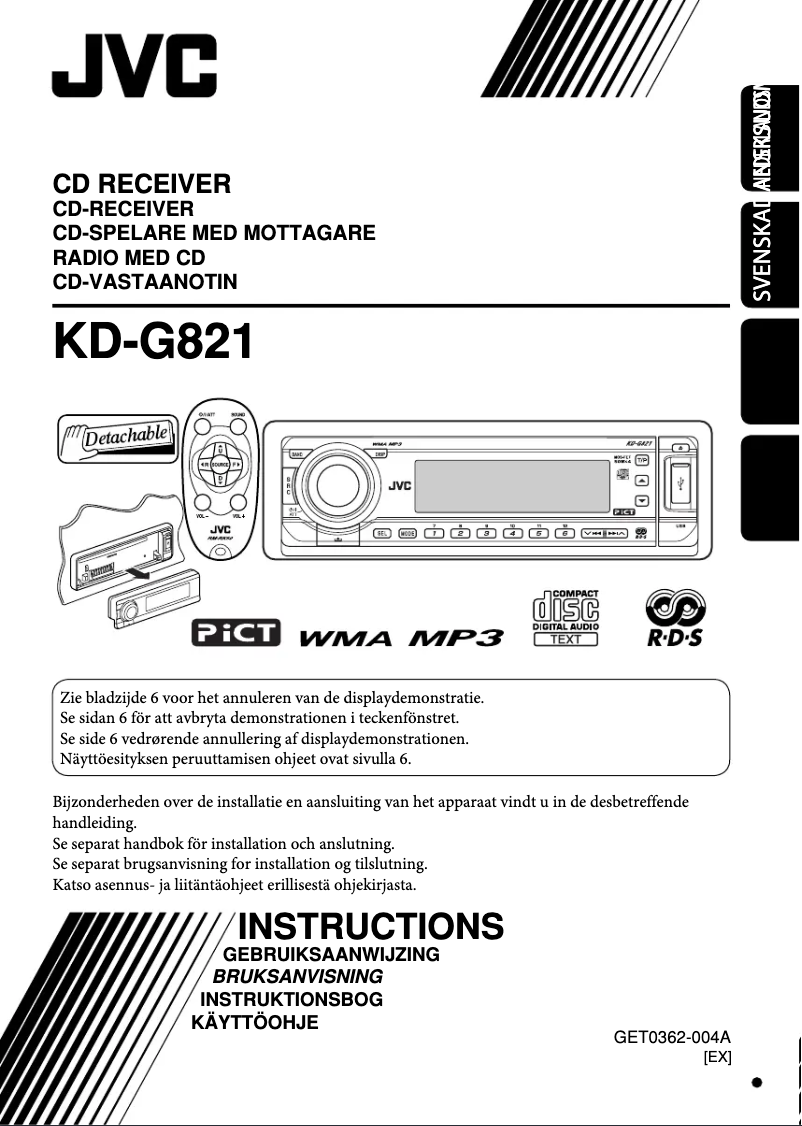 Image de la première page du manuel de l'appareil KD-G821