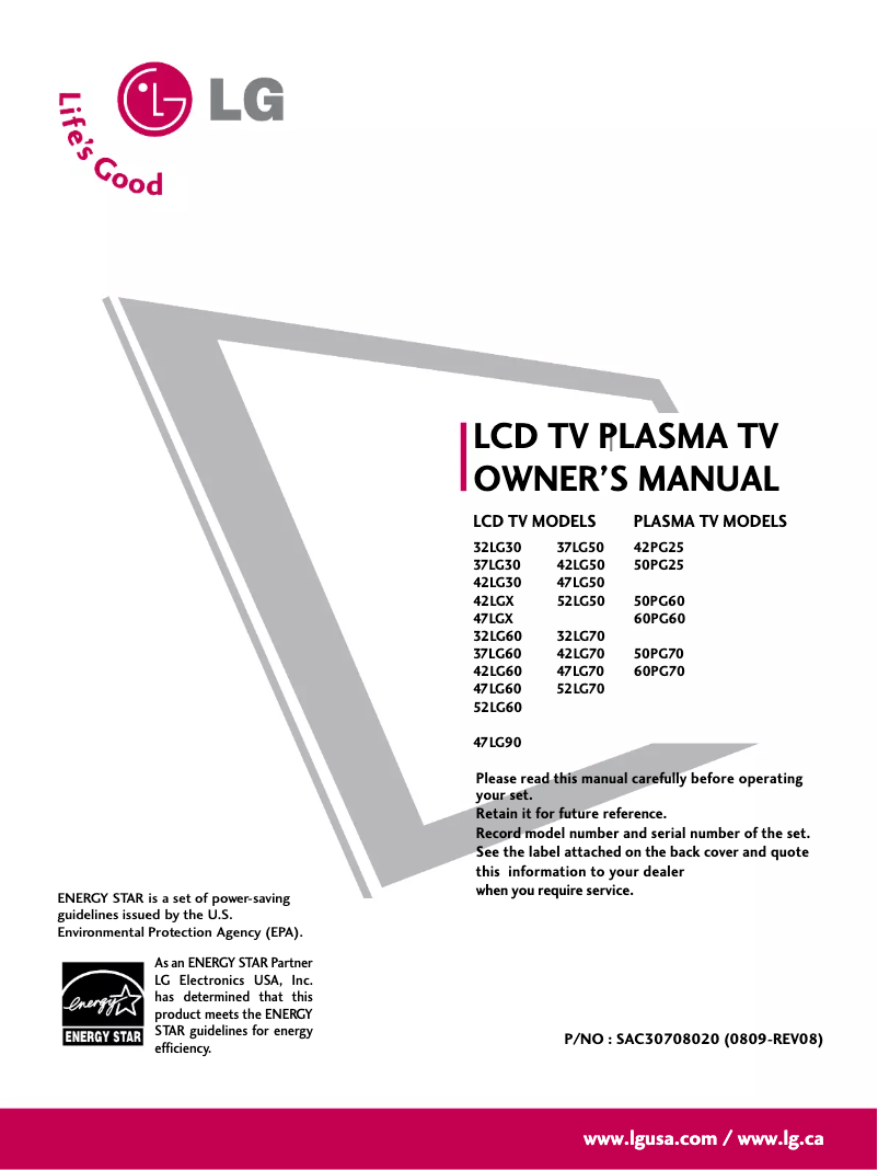 Página 1 del manual Manual de usuario LG 60PG60