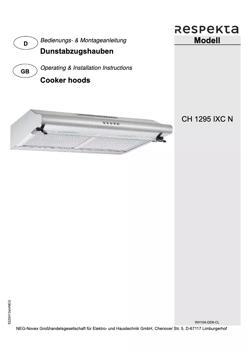 Page 1 de la notice Manuel utilisateur Respekta Tilla CH1259IXCN