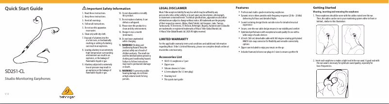 Page 1 de la notice Manuel utilisateur Behringer SD251-CL