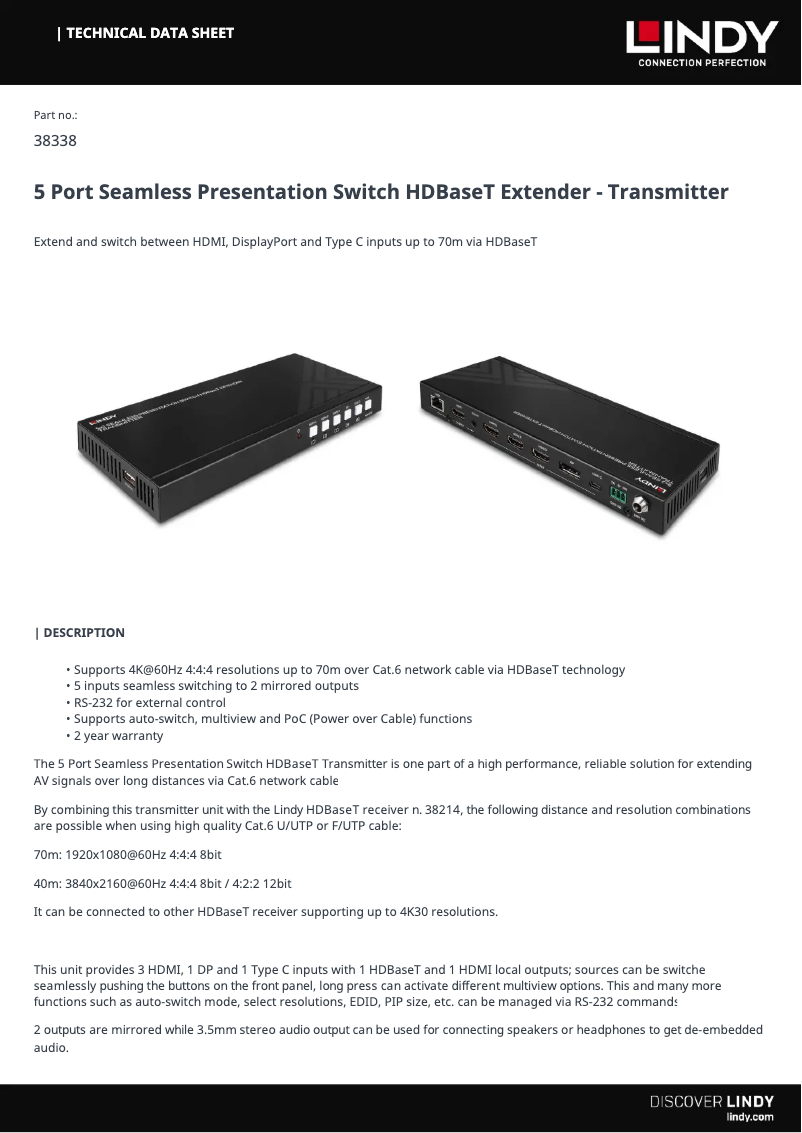 Page n°1 - Manuel utilisateur Lindy 38338