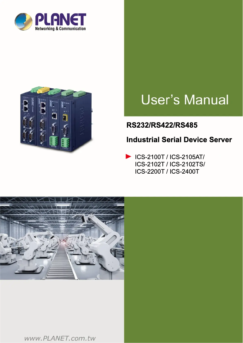 Image de la première page du manuel de l'appareil ICS-2102TS