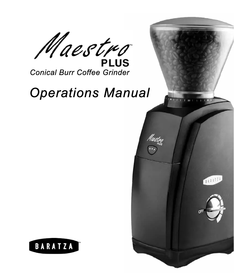 Page 1 de la notice Manuel utilisateur Baratza Maestro Plus