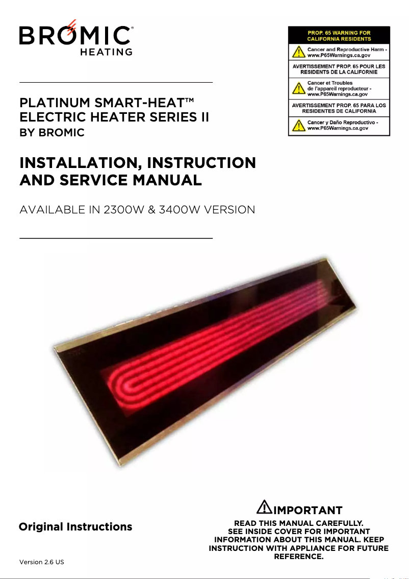 Image de la première page du manuel de l'appareil Platinum Smart-Heat BH0320007