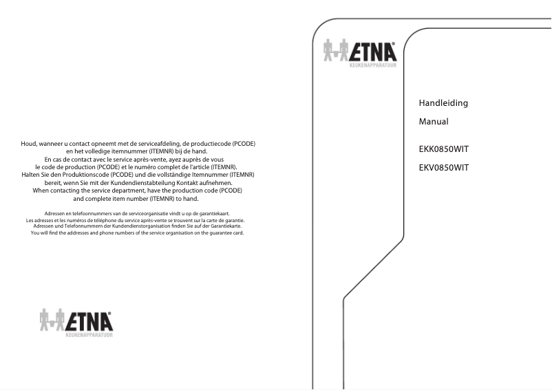 Page 1 de la notice Manuel utilisateur Etna EKV0850WIT