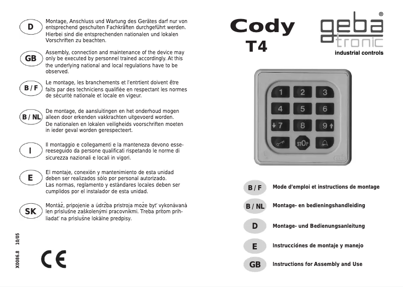 Page 1 de la notice Manuel utilisateur Geba Tronic Cody T4