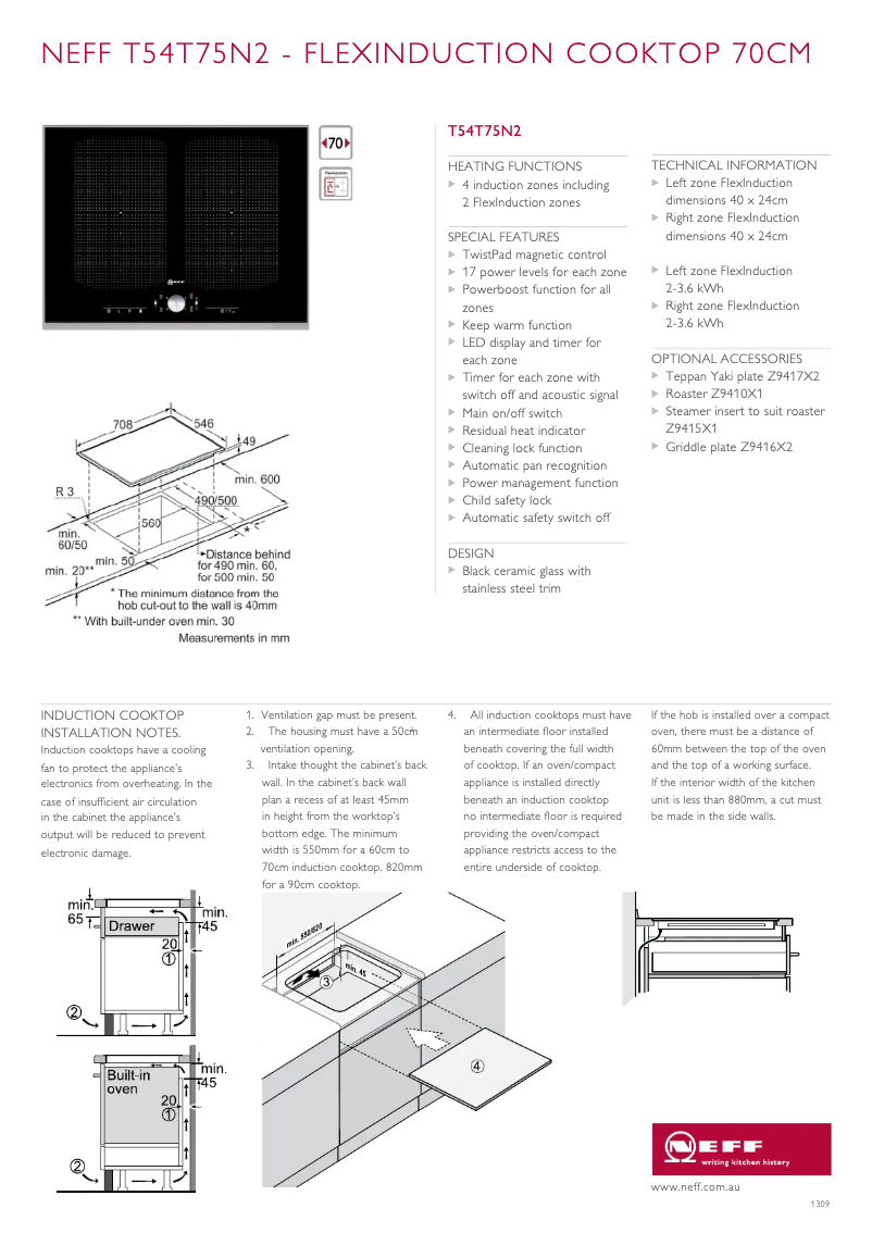 Page n°1 - Fiche technique Neff T54T75N2