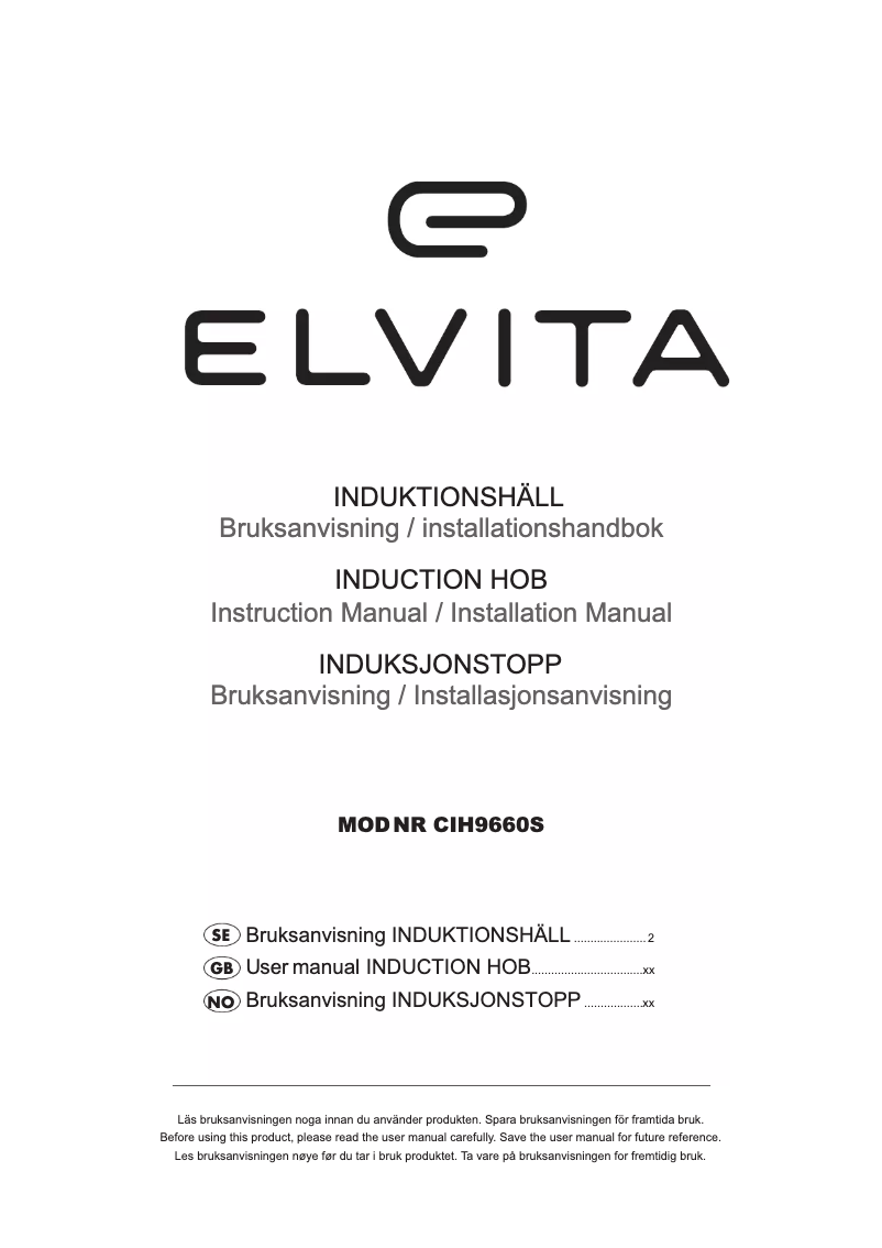 Page n°1 - Manuel utilisateur Elvita CIH9660S